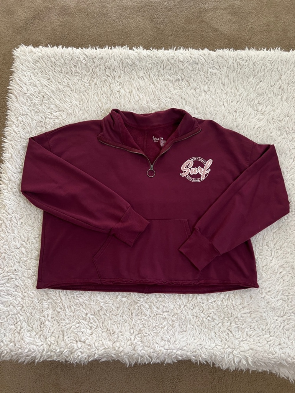 Flirtitude Long-Sleeve Cropped Quarter-Zip Active Sz Medium Casual